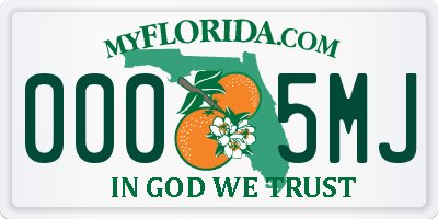 FL license plate 0005MJ