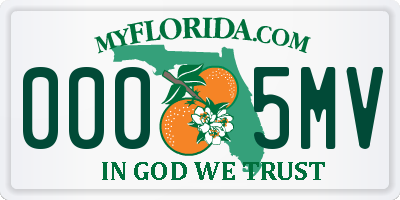 FL license plate 0005MV