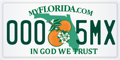 FL license plate 0005MX