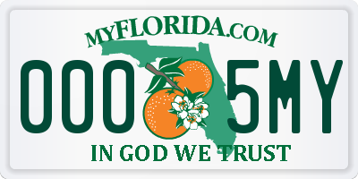 FL license plate 0005MY