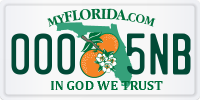 FL license plate 0005NB