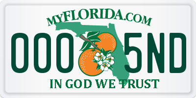 FL license plate 0005ND