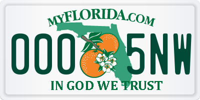 FL license plate 0005NW