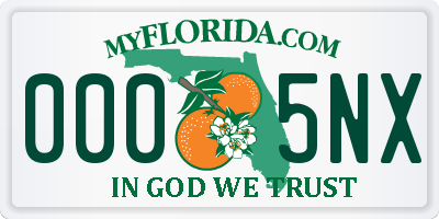 FL license plate 0005NX