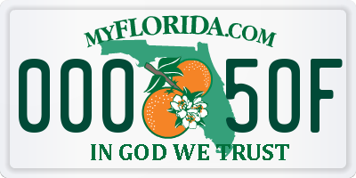 FL license plate 0005OF