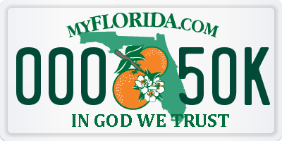 FL license plate 0005OK