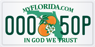 FL license plate 0005OP