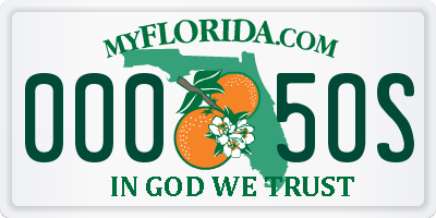 FL license plate 0005OS