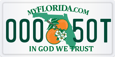 FL license plate 0005OT