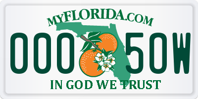 FL license plate 0005OW