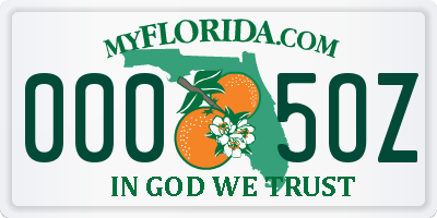 FL license plate 0005OZ