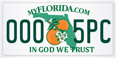 FL license plate 0005PC