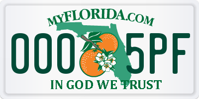 FL license plate 0005PF