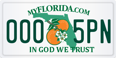 FL license plate 0005PN