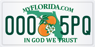 FL license plate 0005PQ