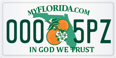 FL license plate 0005PZ