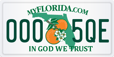 FL license plate 0005QE