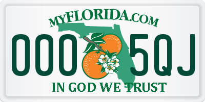 FL license plate 0005QJ