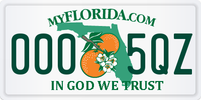 FL license plate 0005QZ