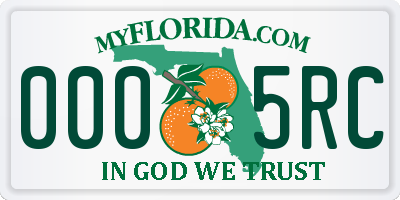 FL license plate 0005RC