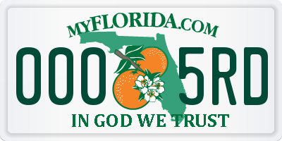 FL license plate 0005RD