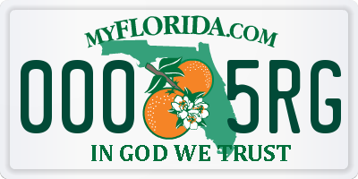 FL license plate 0005RG