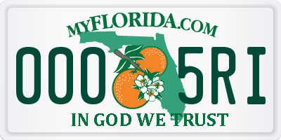 FL license plate 0005RI