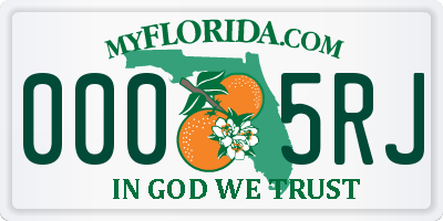 FL license plate 0005RJ