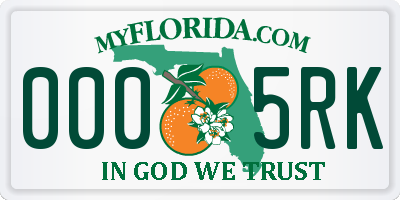 FL license plate 0005RK