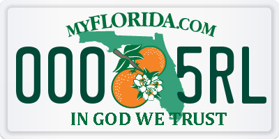 FL license plate 0005RL