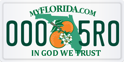 FL license plate 0005RO