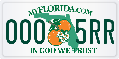 FL license plate 0005RR