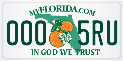 FL license plate 0005RU