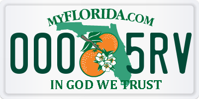 FL license plate 0005RV