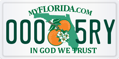 FL license plate 0005RY