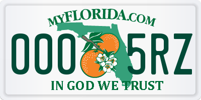 FL license plate 0005RZ