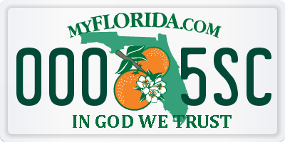 FL license plate 0005SC