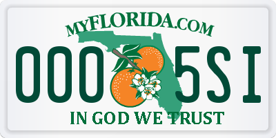 FL license plate 0005SI