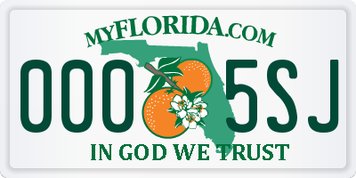 FL license plate 0005SJ