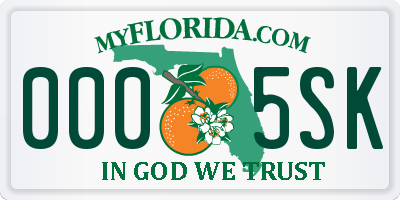 FL license plate 0005SK