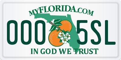 FL license plate 0005SL