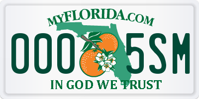 FL license plate 0005SM