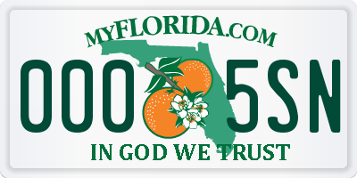 FL license plate 0005SN