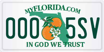 FL license plate 0005SV
