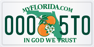 FL license plate 0005TO