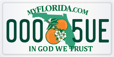 FL license plate 0005UE