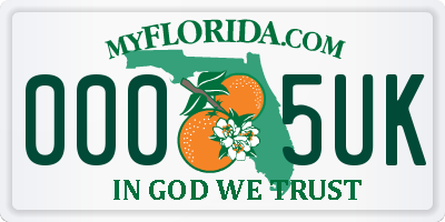 FL license plate 0005UK