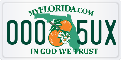 FL license plate 0005UX