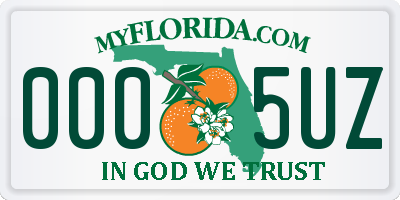 FL license plate 0005UZ