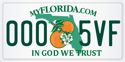 FL license plate 0005VF